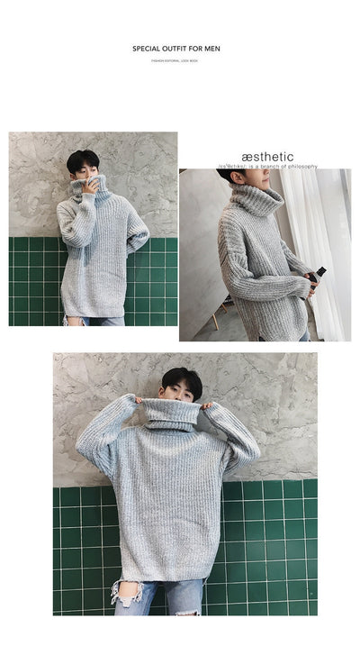 Suéter Cuello Alto Otoño Invierno Hombre Estilo Coreano - Image 8