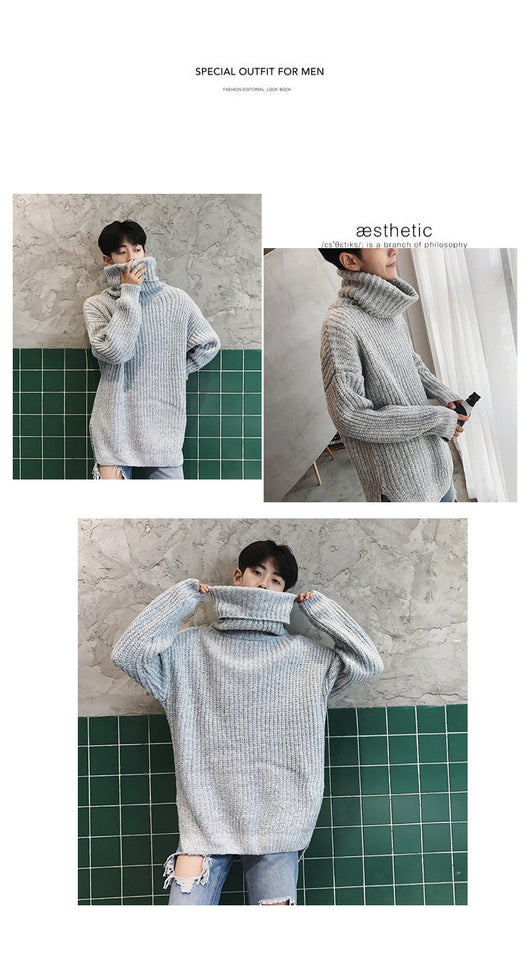 Suéter Cuello Alto Otoño Invierno Hombre Estilo Coreano - Image 8