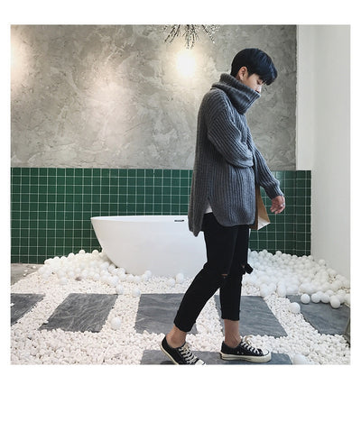 Suéter Cuello Alto Otoño Invierno Hombre Estilo Coreano - Image 12