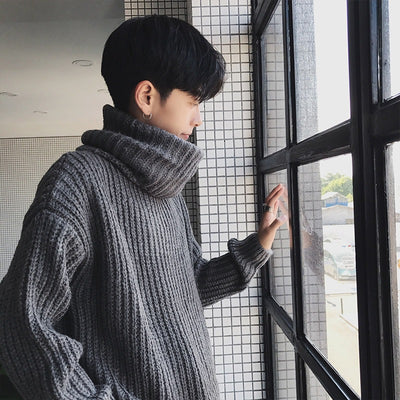 Suéter Cuello Alto Otoño Invierno Hombre Estilo Coreano - Image 2