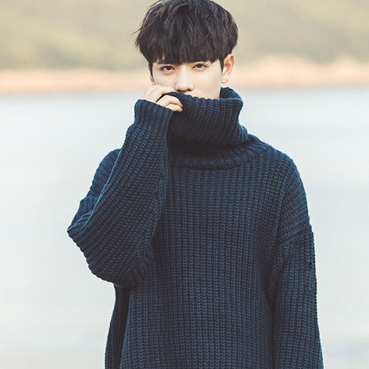 Suéter Cuello Alto Otoño Invierno Hombre Estilo Coreano