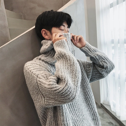 Suéter Cuello Alto Otoño Invierno Hombre Estilo Coreano - Image 3