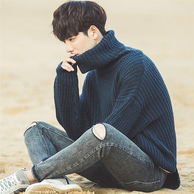 Suéter Cuello Alto Otoño Invierno Hombre Estilo Coreano - Image 5