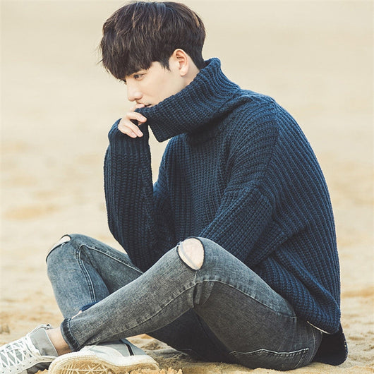 Suéter Cuello Alto Otoño Invierno Hombre Estilo Coreano - Image 5