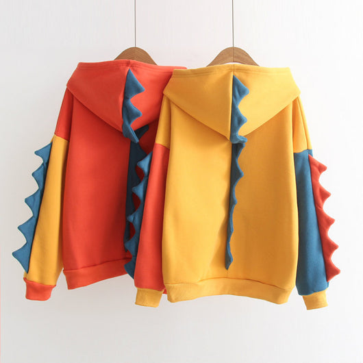 Sudadera con Capucha Dinosaurio Colores Contrastantes Abrigo Manga Larga - Image 4
