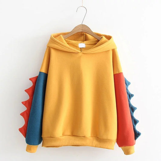 Sudadera con Capucha Dinosaurio Colores Contrastantes Abrigo Manga Larga