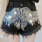 Shorts Largos de Cintura Alta com Lantejoulas Douradas
