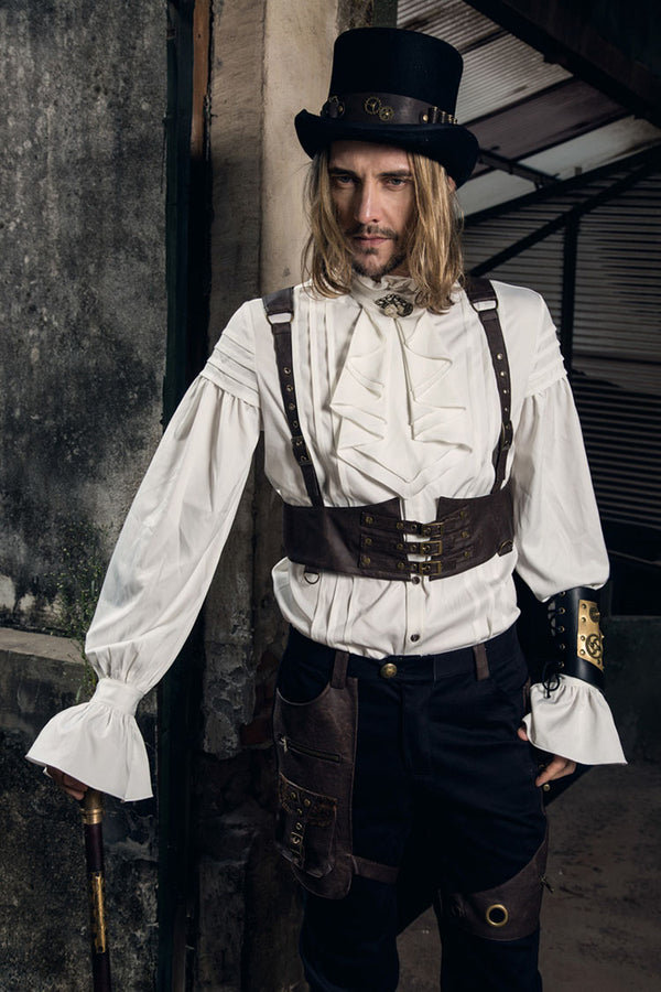 Chaleco de Cuero Industrial Steampunk Gótico Unisex con Correa Ajustable
