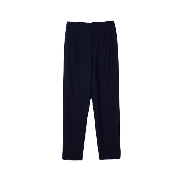 Pantalones Anchos de Talle Alto Efecto Drapeado Negro Casual Europeo