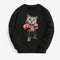 Sudadera Hip-Hop Cuello Redondo con Gato Boxeador - Estilo Urbano Velvetón