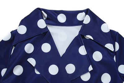 Traje de Vestir con Cuello de Lunares y Cinturón Talla Grande - Image 23