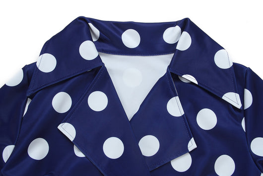 Traje de Vestir con Cuello de Lunares y Cinturón Talla Grande - Image 23