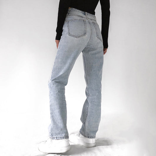 Pantalón Vaquero Talle Alto Efecto Desgastado - Silueta Recta - Image 2