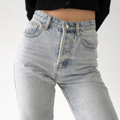 Pantalón Vaquero Talle Alto Efecto Desgastado - Silueta Recta - Image 5