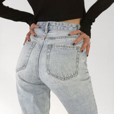 Pantalón Vaquero Talle Alto Efecto Desgastado - Silueta Recta - Image 3