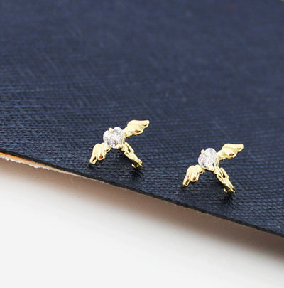 Aros Colgantes Alas de Ángel en Oro Puro - Pendientes Elegantes para Mujer
