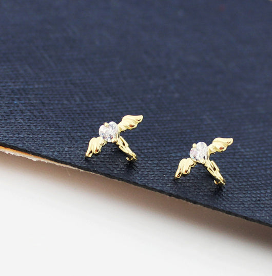 Aros Colgantes Alas de Ángel en Oro Puro - Pendientes Elegantes para Mujer