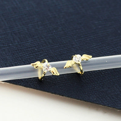 Aros Colgantes Alas de Ángel en Oro Puro - Pendientes Elegantes para Mujer - Image 2