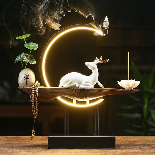 Anillo Luminoso de Venado en Porcelana Blanca para Sala de Estar - Image 9