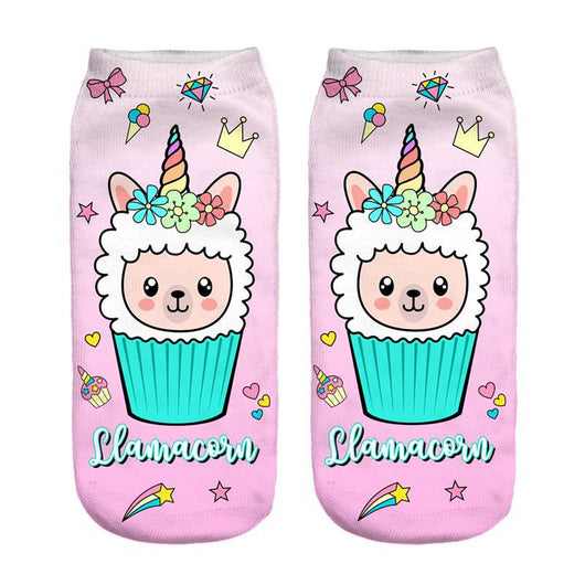 Calcetines Estampados 3D con Diseño de Alpaca para Mujer - Image 30