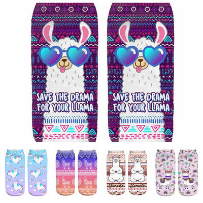 Calcetines Estampados 3D con Diseño de Alpaca para Mujer - Image 25