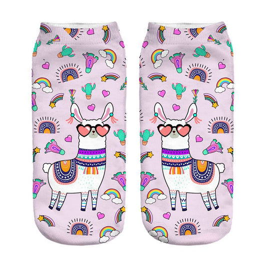 Calcetines Estampados 3D con Diseño de Alpaca para Mujer - Image 31