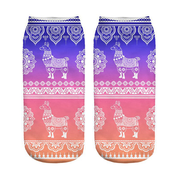 Calcetines Estampados 3D con Diseño de Alpaca para Mujer