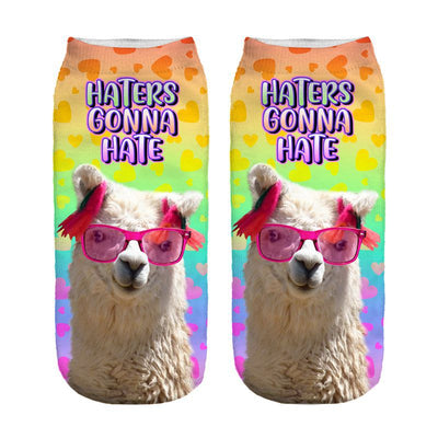 Calcetines Estampados 3D con Diseño de Alpaca para Mujer - Image 13