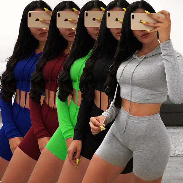 Conjunto Deportivo con Capucha y Cordón para Correr y Fitness