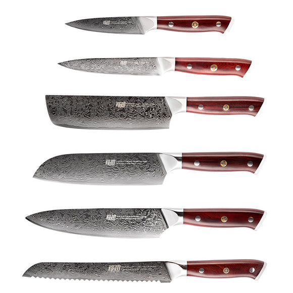 Juego de 6 Cuchillos Damasco Profesional Chef