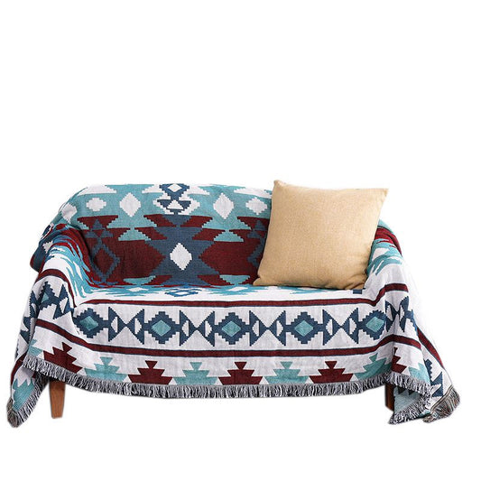Manta Tejida Bohemia con Patrón Tartán para Cama y Sofá