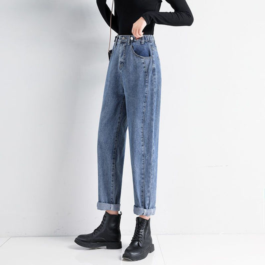 Pantalones Harem Cintura Alta Slim Straight Jeans - Image 6