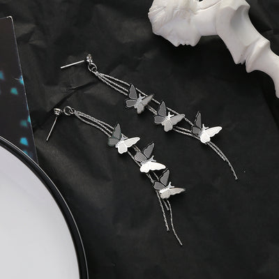 Aretes Vintage Mariposa Metal con Borla y Clip - Image 9
