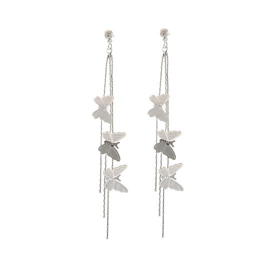 Aretes Vintage Mariposa Metal con Borla y Clip - Image 7