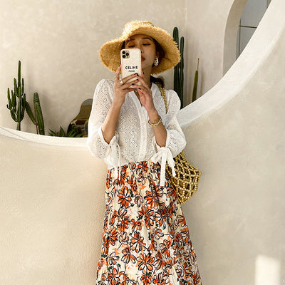 Blusa Blanca de Algodón con Bordado Francés para Mujer - Image 9