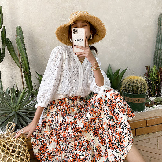 Blusa Blanca de Algodón con Bordado Francés para Mujer - Image 4