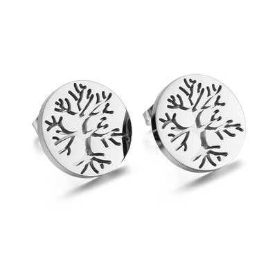 Aretes Colgantes Dobles Árbol de la Vida en Acero Titanio - Image 9