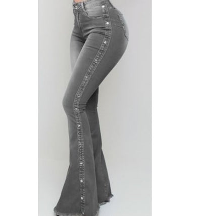 Pantalones Denim Acampanados de Cintura Alta con Elastano para Mujer - Image 7