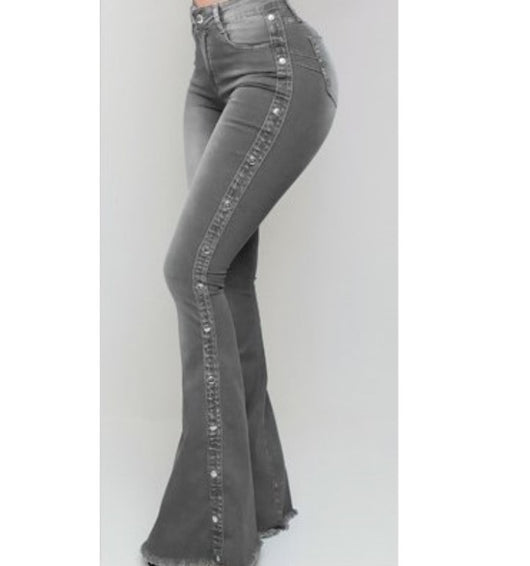Pantalones Denim Acampanados de Cintura Alta con Elastano para Mujer - Image 7
