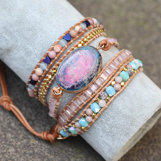 Pulsera de Cuero Trenzado Turquesa con Envolvente Ajustable - Image 10
