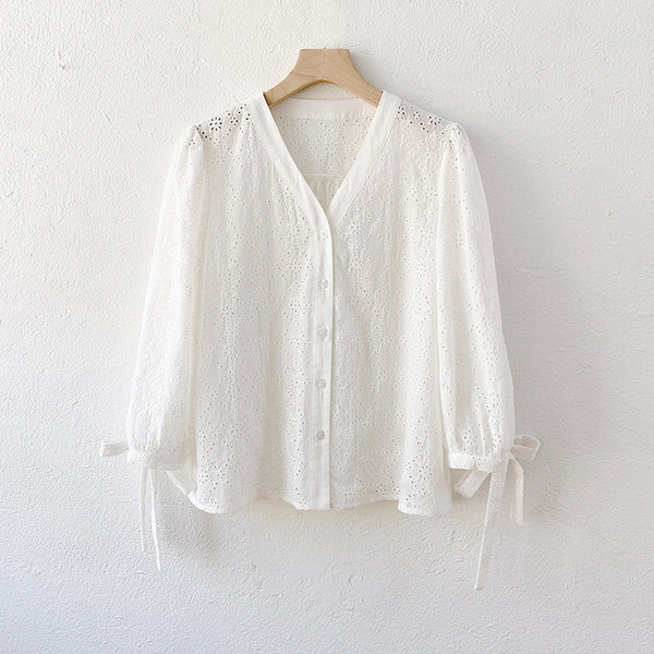 Blusa Francesa de Algodón con Bordado para Mujer - Diseño Elegante