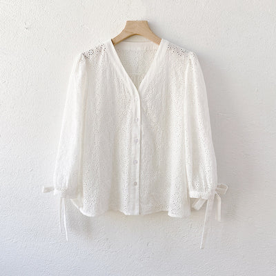Blusa Francesa de Algodón con Bordado para Mujer - Diseño Elegante
