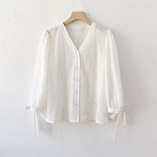 Blusa Francesa de Algodón con Bordado para Mujer - Diseño Elegante