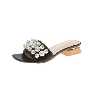 Sandalias de Tacón Grueso con Cristales y Perlas para Mujer - Image 13