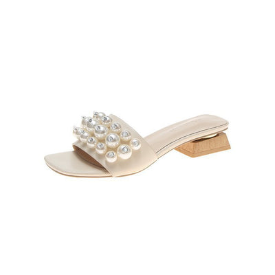 Sandalias de Tacón Grueso con Cristales y Perlas para Mujer - Image 5