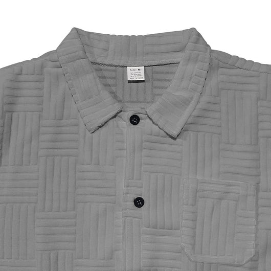 Camisa Casual Jacquard con Solapa y Botones - Conjunto Elegante para Hombre - Image 67