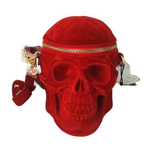 Bolso Gótico de Terciopelo con Calavera 3D - Cartera Negra con Cierre Cremallera - Image 6