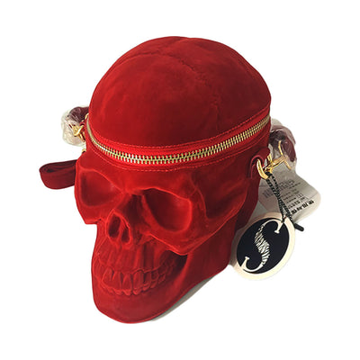 Bolso Gótico de Terciopelo con Calavera 3D - Cartera Negra con Cierre Cremallera - Image 9