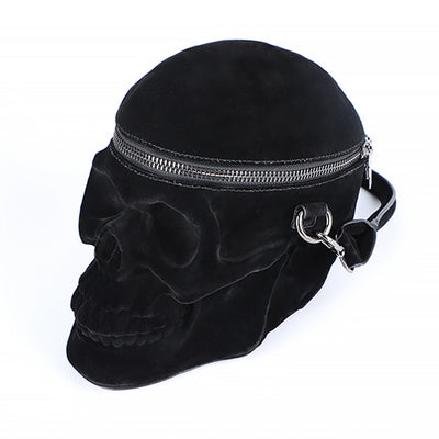 Bolso Gótico de Terciopelo con Calavera 3D - Cartera Negra con Cierre Cremallera - Image 5