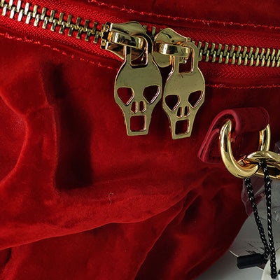 Bolso Gótico de Terciopelo con Calavera 3D - Cartera Negra con Cierre Cremallera - Image 2